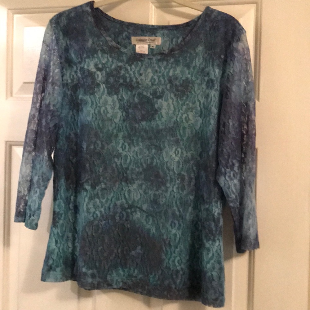 ColdWater Creek 3/4 length Lace Overlay top